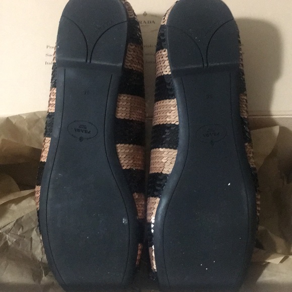 Prada Sequin Stripe Ballet Flats - Picture 3 of 6